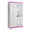 Guarda Roupa 2 Portas com Espelho Branco ou Rosa